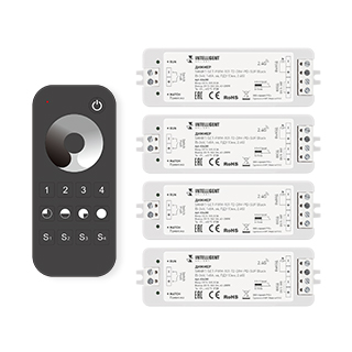 036201 INTELLIGENT ARLIGHT Диммер SMART-SET-PWM-101-72-DIM-PD-SUF Black (5-36V, 1x8A, x4, ПДУ 13кн, 2.4G) (IARL, IP20 Пластик, 5 лет)