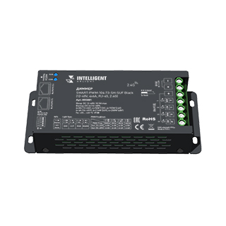 055881 INTELLIGENT ARLIGHT Диммер SMART-PWM-104-73-SH-SUF Black (12-48V, 4x6A, RJ-45, 2.4G) (IARL, IP20 Металл, 5 лет)