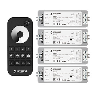 036201 INTELLIGENT ARLIGHT Диммер SMART-SET-PWM-101-72-DIM-PD-SUF Black (5-36V, 1x8A, x4, ПДУ 13кн, 2.4G) (IARL, IP20 Пластик, 5 лет)