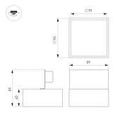 Светильник влагозащищенный DL-GRIGLIATO-S90x90-12W Day4000 (Черный, 90 deg, IP54, 230V) (Arlight, IP54 Металл, 5 лет)