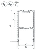 Профиль с экраном SL-LINE-3667-2500 WHITE+OPAL (Arlight, Алюминий)