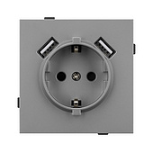 Механизм розетки с USB зарядкой SCT-TENDO-MUAA-PL-GR (230V, 16A) (Arlight, -)