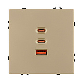 061836(1) ARL NOBE USB Розетка тип А+С+С софт-тач золотой песок SCT-MUACC-SFPL-FC-GD (65W, QC3) (Arlight, -)