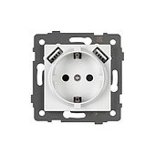 Механизм розетки с USB зарядкой SCT-MUAA-PL-WH-V (250V, 16A) (Arlight, -)