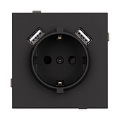 Механизм розетки с USB зарядкой SCT-TENDO-MUAA-SFPL-BK (230V, 16A) (Arlight, -)