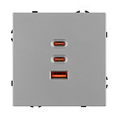 ARL NOBE USB Розетка тип А+С+С софт-тач никель SCT-MUACC-SFPL-FC-IS (65W, QC3) (Arlight, -)