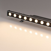 Линейный прожектор AR-LINE-500-12W Warm3000 (GR, 15x60 deg, 230V) (Arlight, IP65 Металл, 3 года)