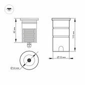 Светильник LTD-GROUND-R65-6W Warm3000 (SL, 24 deg, 230V) (Arlight, IP67 Металл, 3 года)