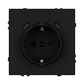 061813(1) ARL NOBE Розетка зк со шторками с USB тип C+С софт-тач черный оникс SCT-MUCC-SFPL-BK (250V, 16A) (Arlight, -)