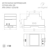 Блок питания ARV-DR60-24 (24V, 2.5A, 60W) (Arlight, IP20 DIN-рейка)