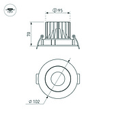 Светильник MS-FORECAST-BUILT-TURN-R102-12W Warm3000 (BK-BK, 32 deg, 230V) (Arlight, IP20 Металл, 5 лет)