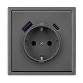054287 Механизм розетки с USB зарядкой SCT-NOBE-MUAC-SFPL-GR (230V, 16A) (Arlight, Серый базальт)