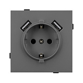 Механизм розетки с USB зарядкой SCT-TENDO-MUAA-SFPL-GR (230V, 16A) (Arlight, -)
