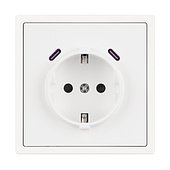 061818(1) ARL NOBE Розетка зк со шторками с USB тип C+С софт-тач белый кварц SCT-MUCC-SFPL-WH (250V, 16A) (Arlight, -)