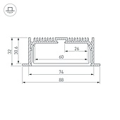 Профиль SL-LINIA88-F-2000 ANOD (Arlight, Алюминий)