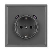 061816(1) ARL NOBE Розетка зк со шторками с USB тип C+С софт-тач серый базальт SCT-MUCC-SFPL-GR (250V, 16A) (Arlight, -)