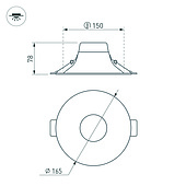 Светильник MS-BLIZZARD-BUILT-R165-16W Warm3000 (BK, 100 deg, 230V) (Arlight, IP20 Металл, 3 года)