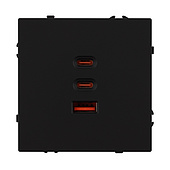 ARL NOBE USB Розетка тип А+С+С софт-тач черный оникс SCT-MUACC-SFPL-FC-BK (65W, QC3) (Arlight, -)