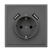 Механизм розетки с USB зарядкой SCT-NOBE-MUAA-SFPL-GR (230V, 16A) (Arlight, Серый базальт)