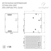 Блок питания ARV-DRP480-PFC-24 (24V, 20A, 480W) (Arlight, IP20 Металл, 5 лет)