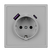 Механизм розетки с USB зарядкой SCT-NOBE-MUAC-SFPL-IS (230V, 16A) (Arlight, Никель)