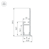 Профиль WALL-FANTOM-BENT-W10-SIDE-2000 ANOD (Arlight, Алюминий)