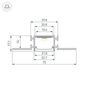 040330 Профиль FANTOM-W23-2000 ANOD (Arlight, Алюминий)