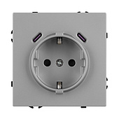 061817(1) ARL NOBE Розетка зк со шторками с USB тип C+С софт-тач никель SCT-MUCC-SFPL-IS (250V, 16A) (Arlight, -)