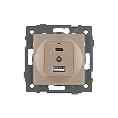 Механизм USB розетки SCT-MUAC-PL-GD-V (5V, 3A, QC4) (Arlight, -)