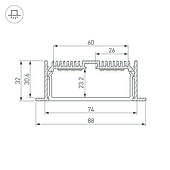 Профиль с экраном SL-LINIA88-F-2500 ANOD+OPAL (Arlight, Алюминий)