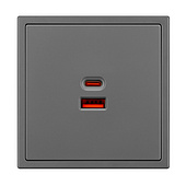 054319(1) ARL NOBE USB Розетка тип A+C софт-тач серый базальт SCT-MUAC-SFPL-FC-GR (65W, QC3) (Arlight, -)