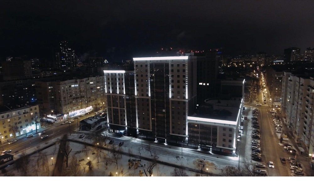 Подсветка фасада здания ЖК Феникс г. Самара