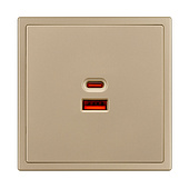 054318(1) ARL NOBE USB Розетка тип A+C софт-тач золотой песок SCT-MUAC-SFPL-FC-GD (65W, QC3) (Arlight, -)