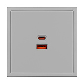 059447(1) ARL NOBE USB Розетка тип A+C софт-тач никель SCT-MUAC-SFPL-FC-IS (65W, QC3) (Arlight, -)
