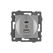 Механизм USB розетки SCT-MUAC-PL-GR-V (5V, 3A, QC4) (Arlight, -)