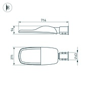 Светильник OXOR-TURI-714х271-150W Warm3000 (GR, 144x75 deg, 230V) IP66 (Arlight, -)