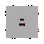 Механизм розетки с быстрой USB зарядкой SCT-NOBE-MUAC-SFPL-FC-IS (65W, QC3) (Arlight, -)