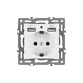 Механизм розетки с USB зарядкой SCT-MUAA-PL-WH (250V, 16A) (Arlight, -)