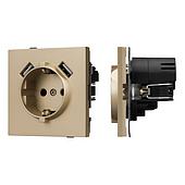 Механизм розетки с USB зарядкой SCT-TENDO-MUAA-SFPL-GD (230V, 16A) (Arlight, -)