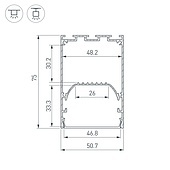 Профиль LINE-S-5075-3000 BLACK (Arlight, Алюминий)