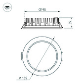 Светильник MS-MIST-BUILT-R105-9W Day4000 (WH, 110 deg, 230V) (Arlight, IP54 Металл, 5 лет)