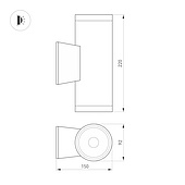 060957 Светильник настенный LGD-WALDER-R92-2x13W Day4000-MIX (Черный, 40 deg, 230V) (Arlight, IP65 Металл, 5 лет)