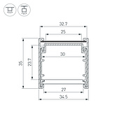Профиль LINE-3535-BENT-SIDE-2000 ANOD (Arlight, Алюминий)