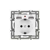 Механизм розетки с USB зарядкой SCT-MUAA-PL-WH (250V, 16A) (Arlight, -)