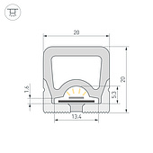 Силиконовый профиль WPH-FLEX-2020-TOP-S13-10m WHITE (Arlight, Силикон)
