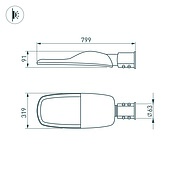 Светильник OXOR-TURI-799х319-240W Warm3000 (GR, 144x75 deg, 230V) IP66 (Arlight, -)