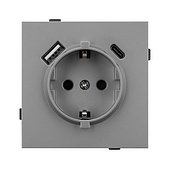 Механизм розетки с USB зарядкой SCT-TENDO-MUAC-PL-GR (230V, 16A) (Arlight, -)