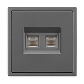 Механизм сдвоенной компьютерной розетки SCT-NOBE-MPC2-SFPL-GR (RJ-45, CAT6) (Arlight, Серый базальт)