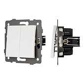 Механизм выключателя двухклавишный самовозвратный SWT-MKR2-PL-WH-V (250V, 10A) (Arlight, -)