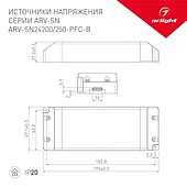 Блок питания ARV-SN24200-PFC-B (24V, 8.3A, 200W) (Arlight, IP20 Пластик, 3 года)